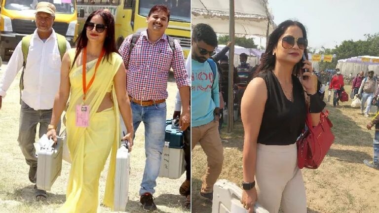 पिवळ्या साडीतली मॅडमचं रुपडंच बदललं, ‘ती’ महिला अधिकारी नव्या गेटअपमध्ये पोलिंग बूथवर MumbaiTak