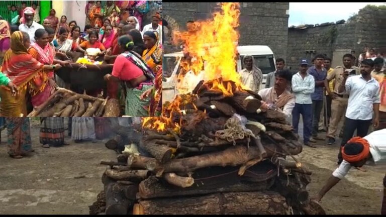 स्मशानभूमीचा प्रश्न मिटला नाही, या गावातील नागरिकांनी ग्रामपंचायतसमोरचं सरण रचून पार्थिवाला दिली मुखाग्नी Mumbai Tak