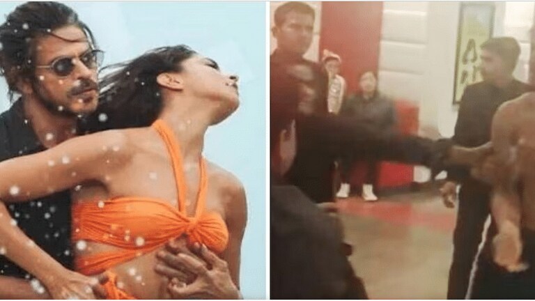 Pathaan : दीपिकाचं बेशरम रंग गाणं लागताच कपडे फाटूस्तर हाणामारी Mumbai Tak