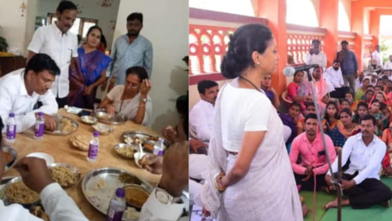‘सुप्रिया सुळेंनी मांसाहार करून मंदिरात घेतली सभा’, फोटो दाखवत भाजपचा आरोप bjp leader allegations on baramati mp supriya sule