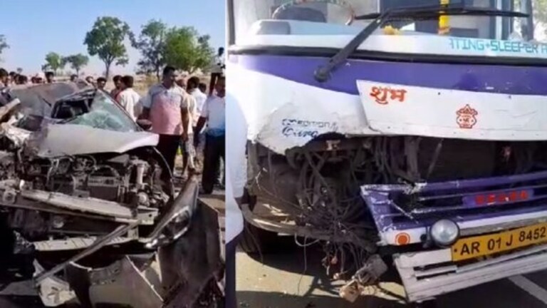 गावच्या जत्रेला जातानाच काळाने घातली झडप, चौघांचा दुर्दैवी मृत्यू four-wheeler crushed in private bus accident sangali vita incident