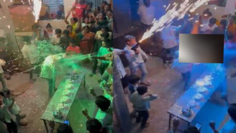 Wardha Video : केक कापायला गेला अन् तोंडच जळालं, बर्थडे बॉयसोबत काय घडलं? wardha viral video birthday celebration cake went to be cut and fire broke out birthday boy face burn