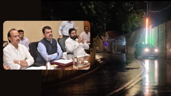 eknath shinde, ajit pawar and devendra fadnavis meet at varsha bunglow