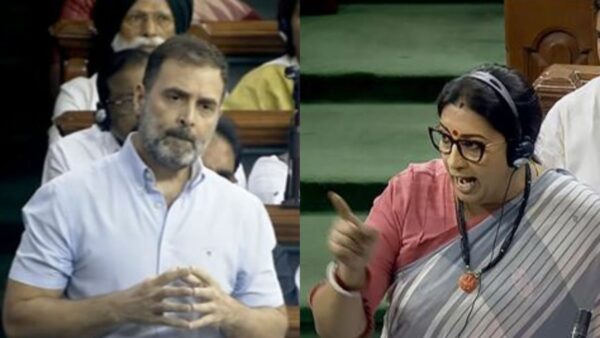 असं काय घडलं की, राहुल गांधींनी ‘फ्लाइंग किस’ दिला? लोकसभेत झाला प्रचंड गोंधळ Lok Sabha a controversy arose after Rahul gandhi speech on no cofidence motion . In fact, Union Minister Smriti Irani has accused Rahul of giving flying kisses to women MPs.