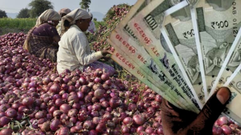 कांदा उत्पादक शेतकऱ्यांच्या हातात येणार पैसा, सरकारने सुरू केले वाटप Chief Minister Eknath Shinde, Deputy Chief Minister Devendra Fadnavis and Deputy Chief Minister Ajit Pawar launched online subsidy distribution to onion growers in the state today.