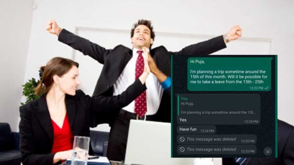 employee whatsapp chat screenshot viral after manager approved 10 day leave