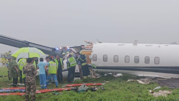 video charter plane crash on mumbai airport runway there would have been a total of 8 people in the aircraft including both crew members
