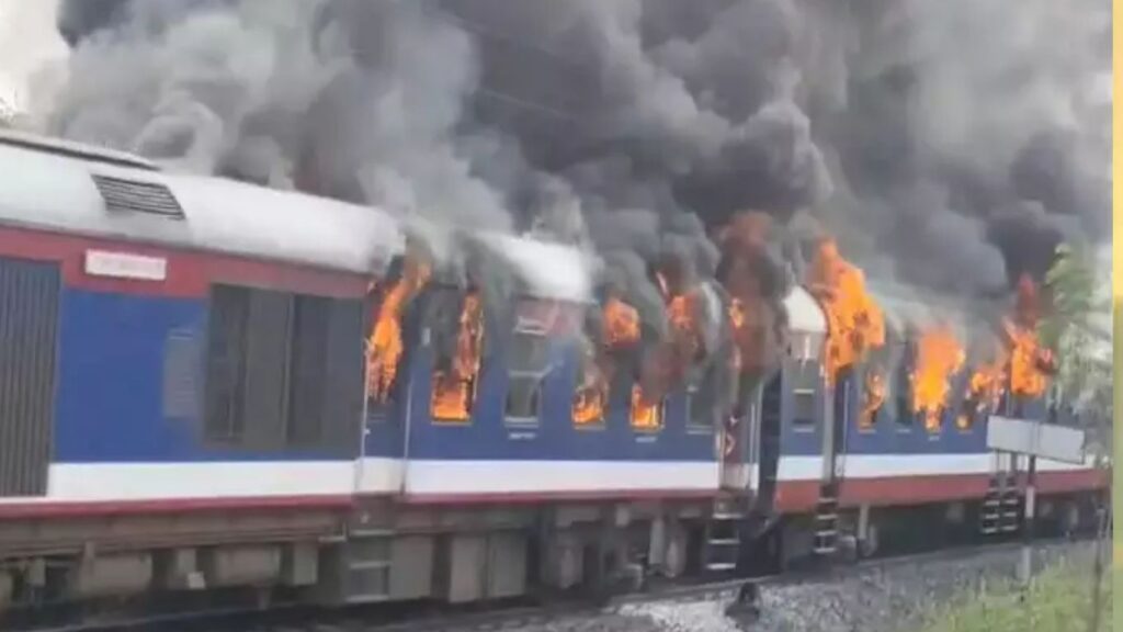 Ahmednagar-Ashti railway caught fire 2 coaches gutted no casualties