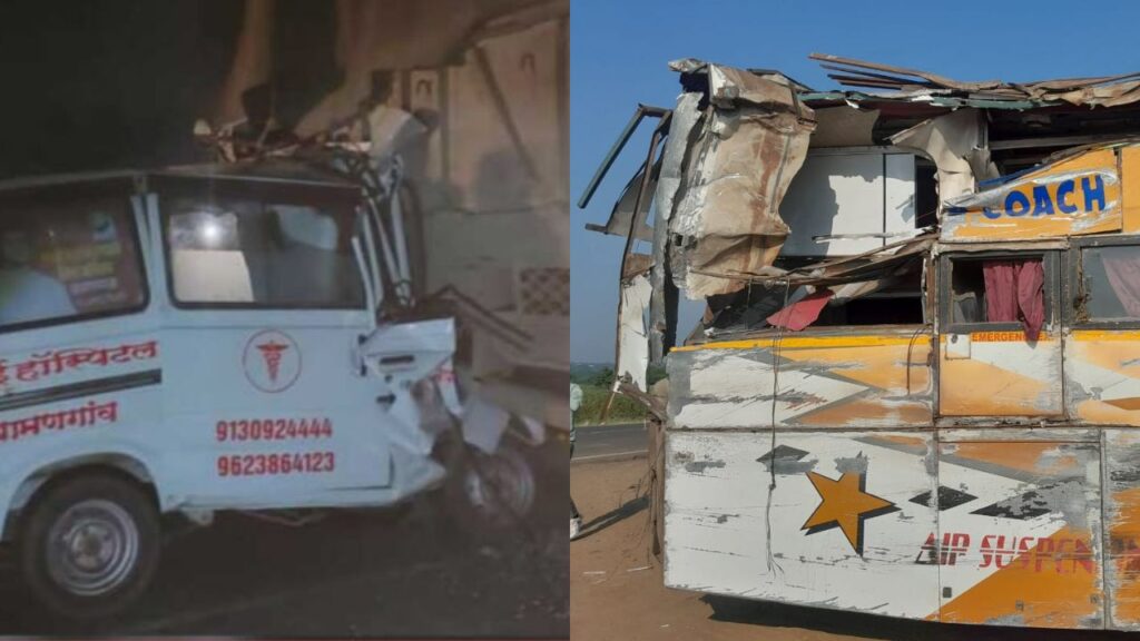 beed accident news ambulance hit truck and travels reversed 10 people dies ashti fata shocking story