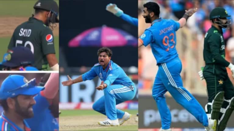 Ind vs Pak : बुमराह-कुलदीपने 12 चेंडूतच मोडलं पाकिस्तानचं कंबरडे! पाहा VIDEO eam India's bowlers wreaked havoc in the great match between India and Pakistan in the ICC World Cup 2023.