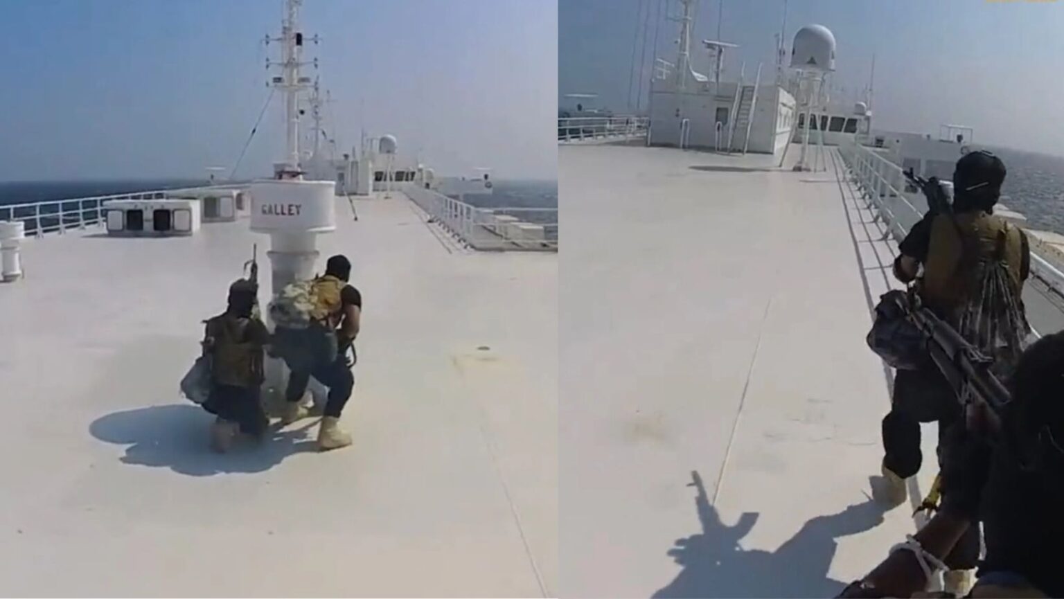 Yemeni Army landed by helicopter on Israeli Flagged Ship in Red Sea hijacked video viral