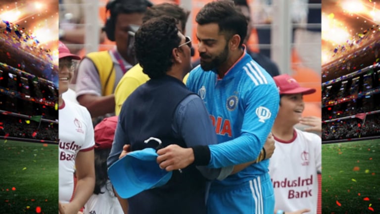 Virat Kohli Sachin Tendulkar : कोहलीला सचिन म्हणाला, “मला 365 दिवस लागले, पण तू…” Kohli has scored this stormy century in the 277th ODI inning of his career. Whereas Sachin had achieved this feat in his 451st innings.
