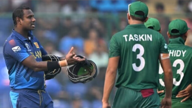 Angelo Mathews बॅटिंग न करताच झाला बाद, इतिहासात पहिल्यांदाच घडलं ‘टाइम आऊट’ Angelo Mathews timed out Angelo Mathews controversial wicket video