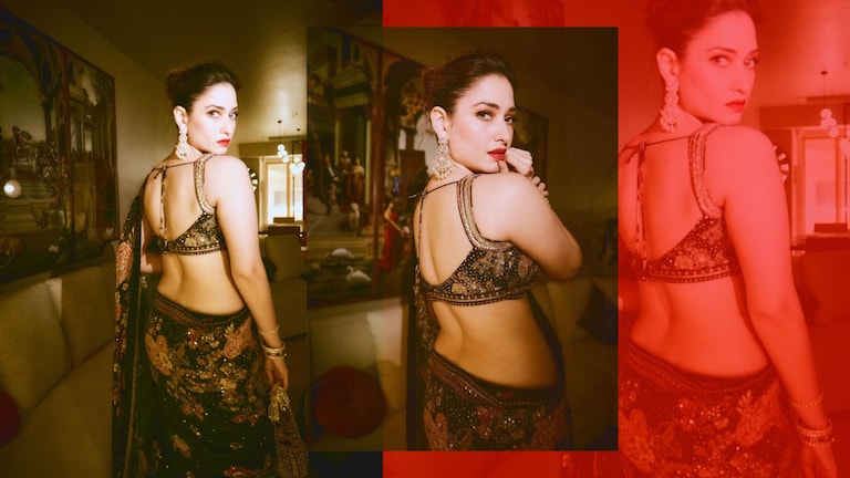 Tamannaah Bhatia: ‘त्या’ लग्नात तमन्नाच्या हॉट ब्लाऊजची चर्चा… पाहा खास फोटो randeep hooda wedding reception tamannaah bhatia low cut blouse and floral saree steals limelight