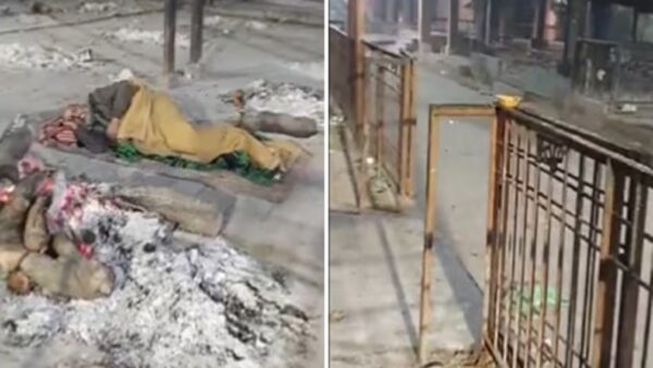 kanpur viral video old man sleeps next to burning pyre reason sad video uttar pradesh video news