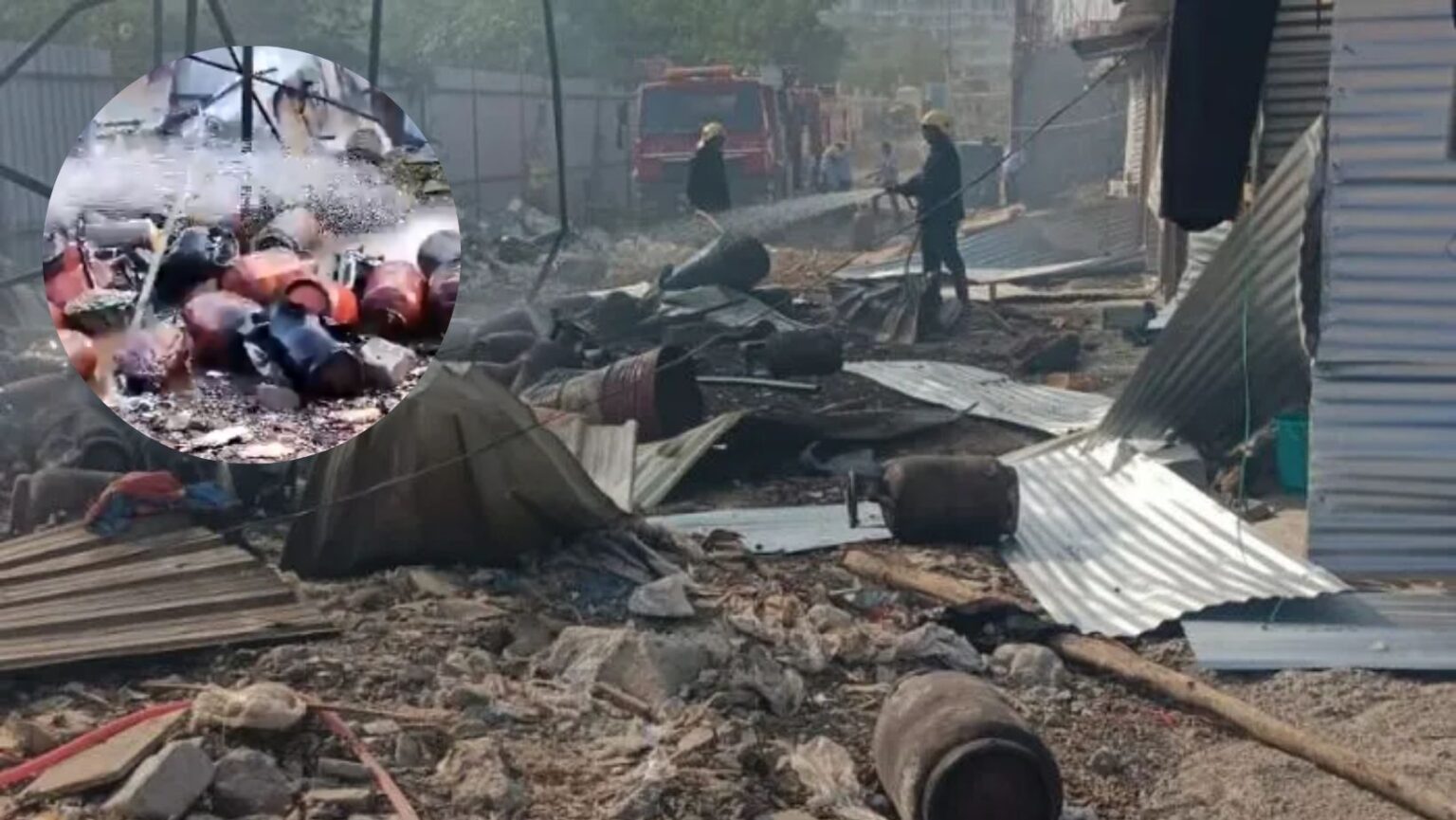 Pune Symbiosis College 10 cylinders exploded near illegal stock of 100 cylinders found