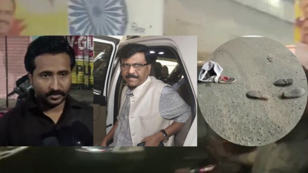 Rane supporters threw slippers on sanjay raut car in solapur