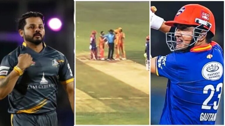 Video : गंभीर-श्रीसंत मैदानातच भिडले, सामना सुरू असताना काय घडलं? gautam gambhir s sreesanth fight video gujrat gaints vs india capitals eliminator legends league cricket