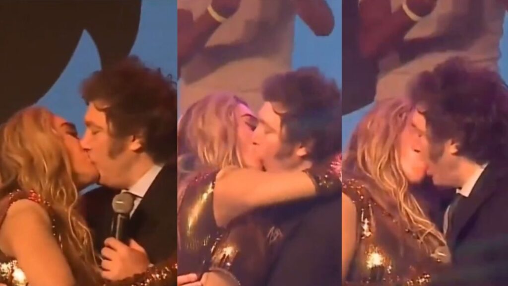 argentine president javier milei kiss in public video viral girf friend liplock video social media