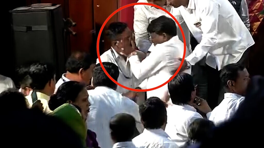 bjp mla sunil kamble slapped to policeman at ajit pawar event in pune what really happened