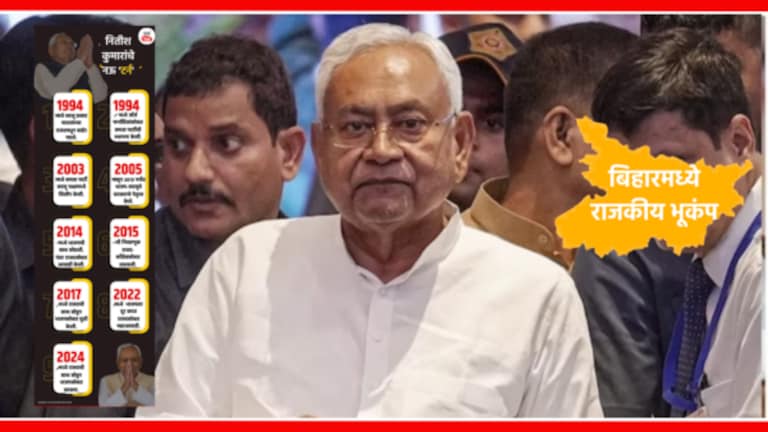 Nitish Kumlar : कधी RJD, कधी BJP! नितीश कुमारांच्या ‘आयाराम गयाराम’चा हा आहे इतिहास When did he go with RJD, when did he coordinate with BJP... Know when Nitish Kumar changed his mind?