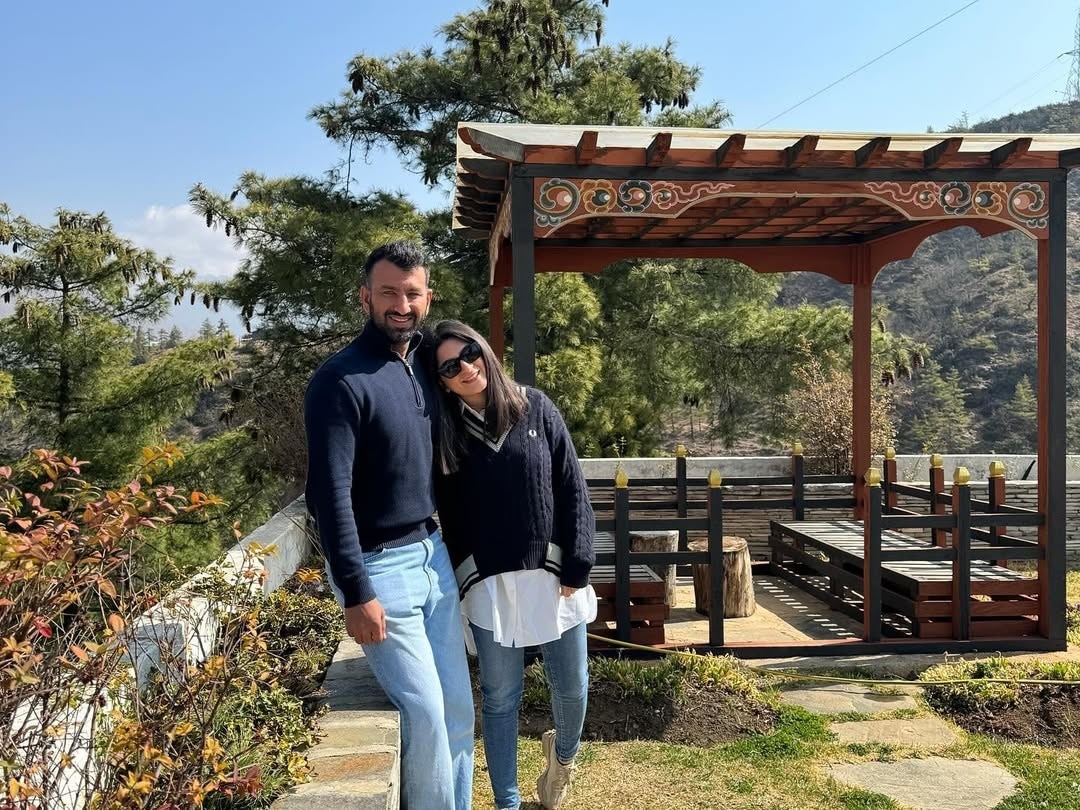 Cheteshwar Pujara and Puja Pabari