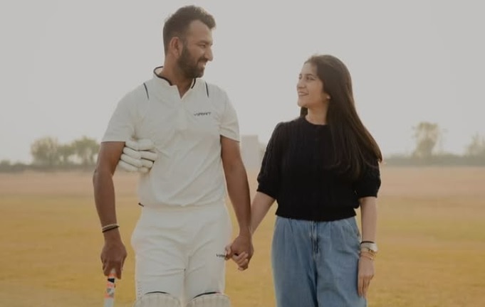 Cheteshwar Pujara and Puja Pabari
