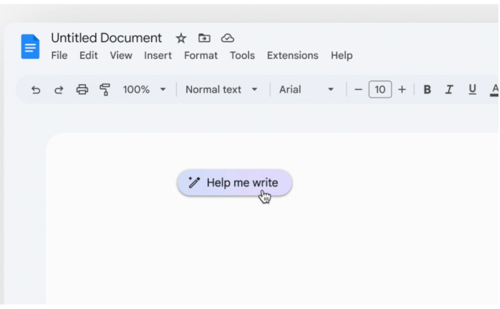 Help Me Write AI feature