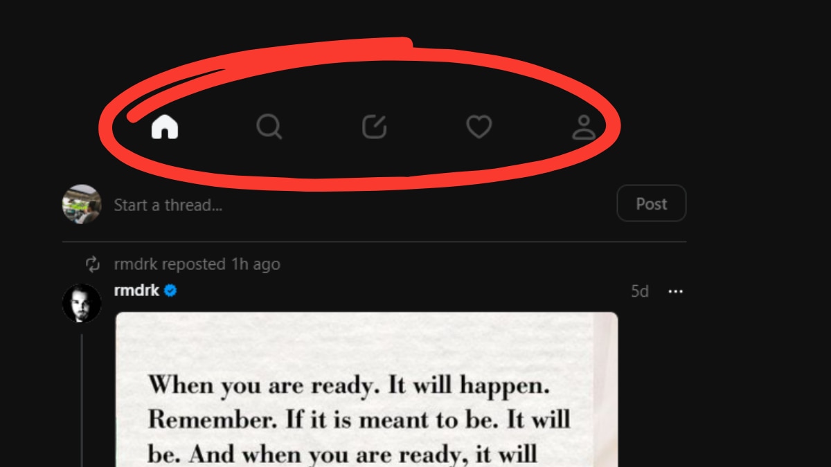 (Messaging option currently not available in web version of Threads)