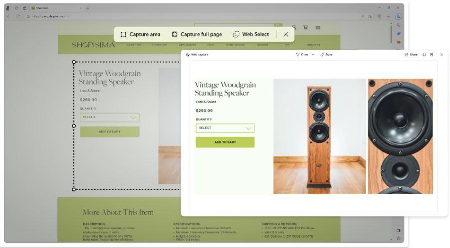 Microsoft Edge ends Web Selection features