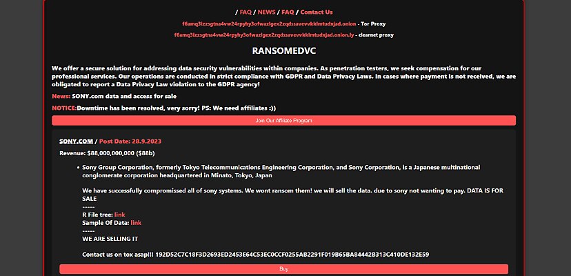Screenshot of internal login screen