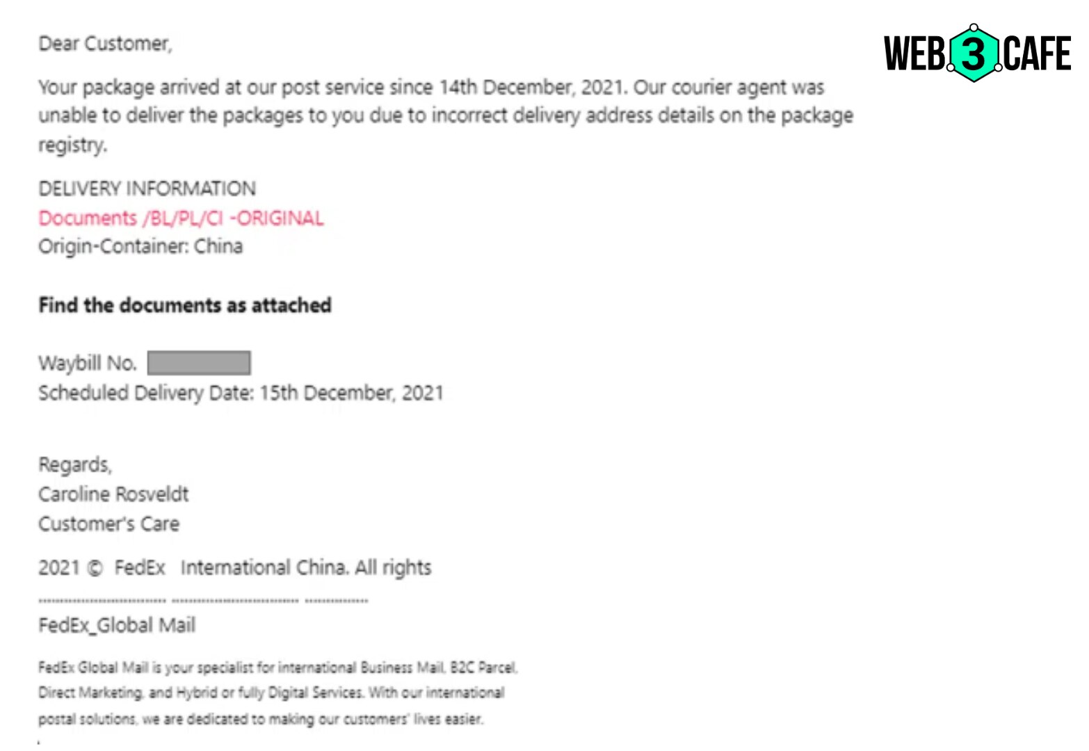 Malicious email (Source: Check Point)