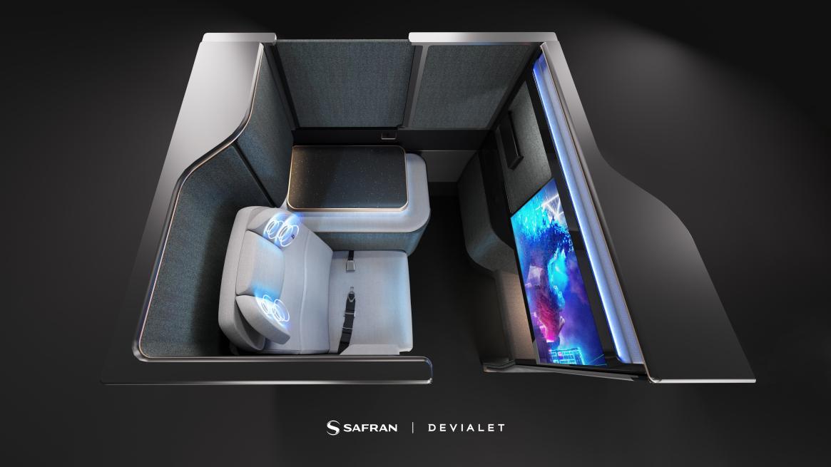 Top view of the inbuilt seat speaker