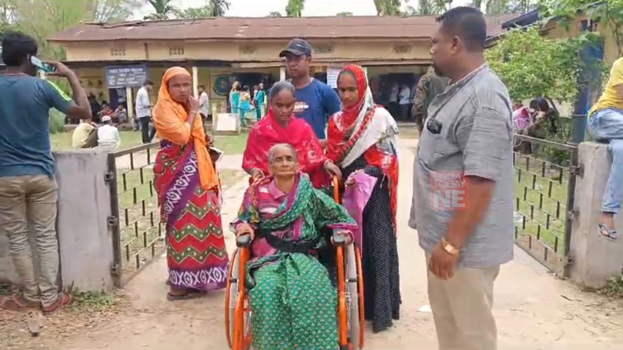 100-year-old woman votes from wheelchair in Kaliabor