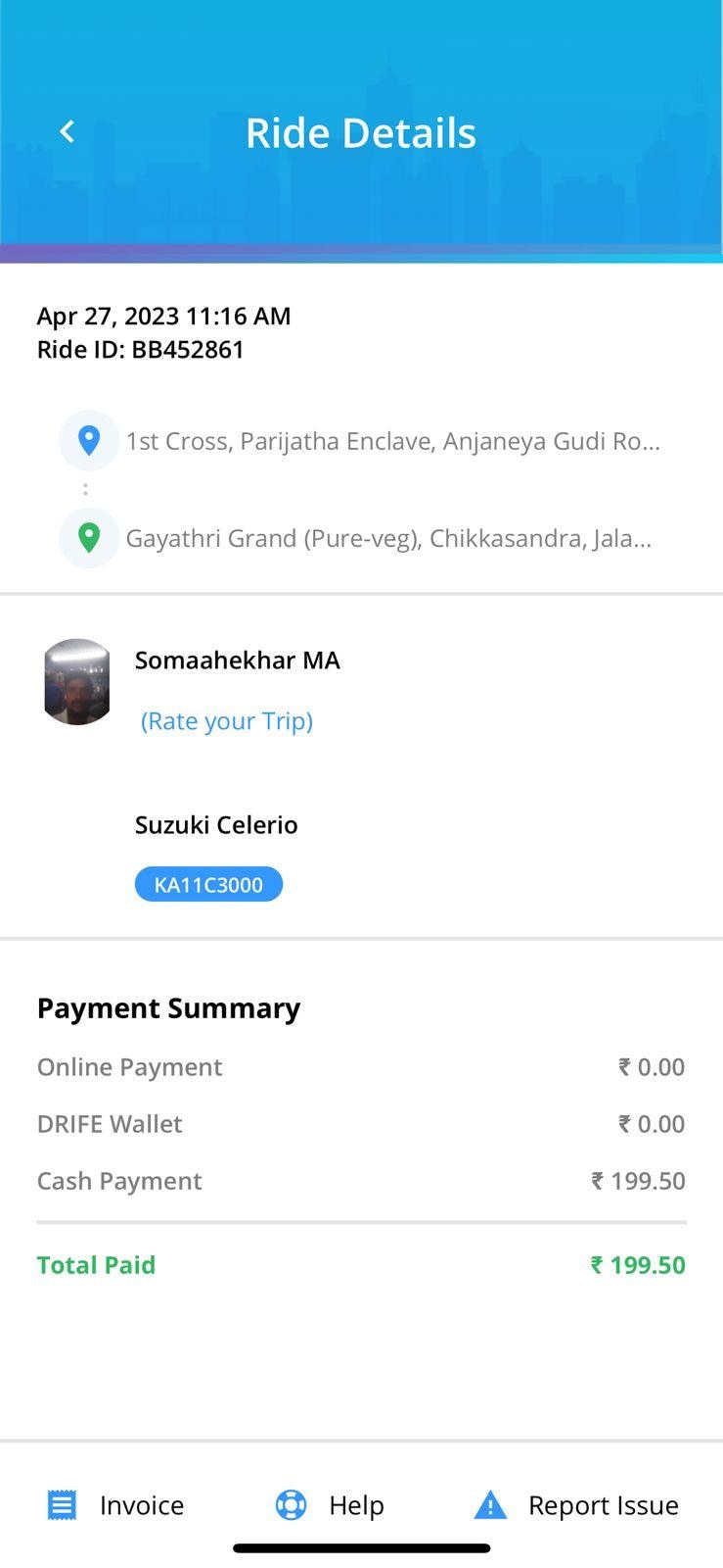 The cab got booked in Rs 200 for 3.8 Kms of distance, which is just double from Ola and Uber's price  