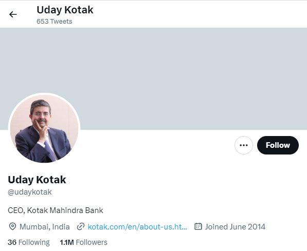 Uday Kotak Twitter Account