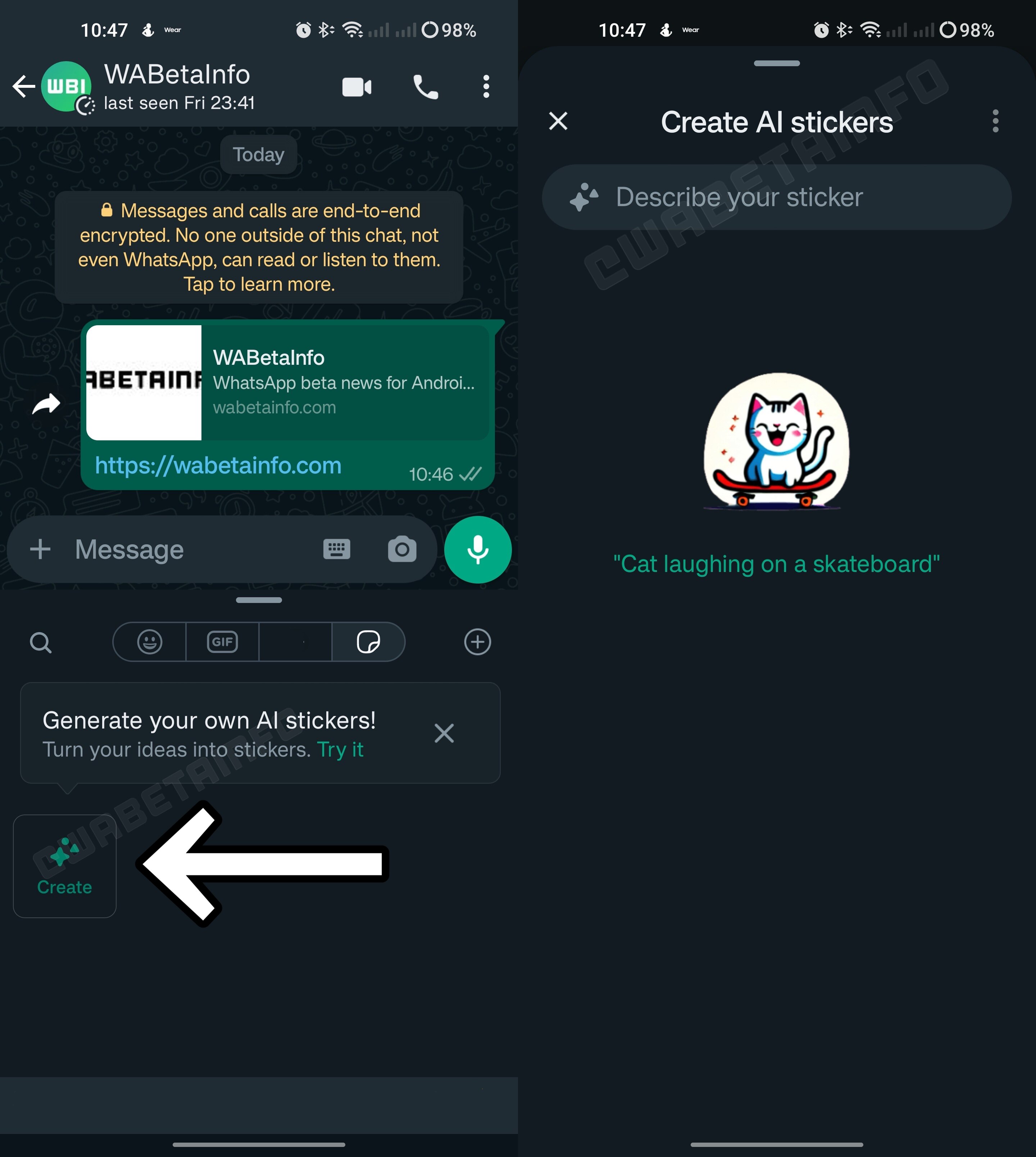 WhatsApp is testing AI generated sticker