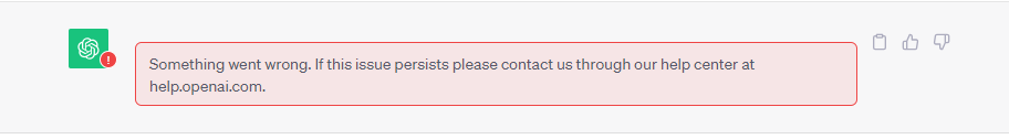ChatGPT error message: Something went wrong