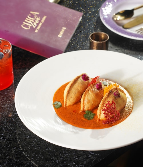 Butter Chicken Gujiya at Chica Loco by Sunny Leone Butter Chicken Gujiya at Chica Loco by Sunny Leone