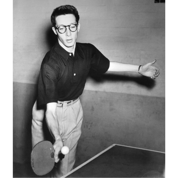 Marty Reisman practicing table tennis in 1948