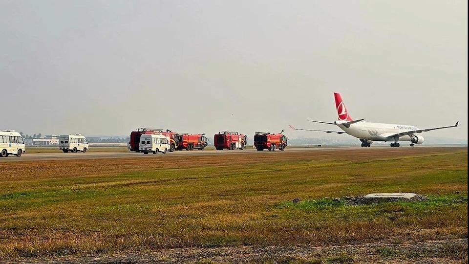 তুরস্কের সেই বিমান, যেটি কলকাতায় জরুরি অবতরণ করানো হয়েছে-- নিজস্ব চিত্র