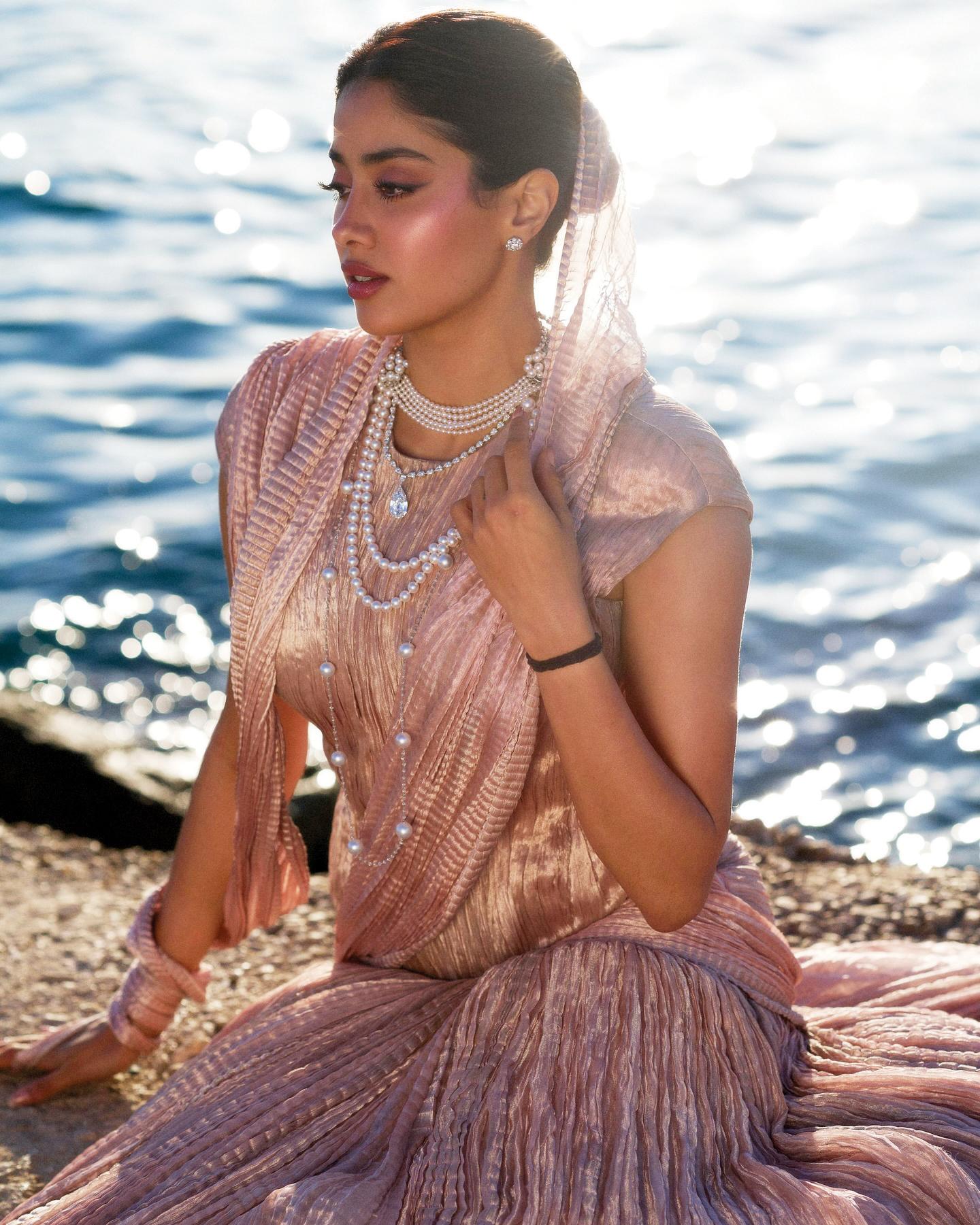 Janhvi Kapoor at the 2025 Cannes Film Festival wearing Tarun Tahiliani