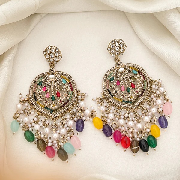 Ishhaara Antique Multicolor Gold Plated Ball Drop Dangler Earrings, ₹1,999