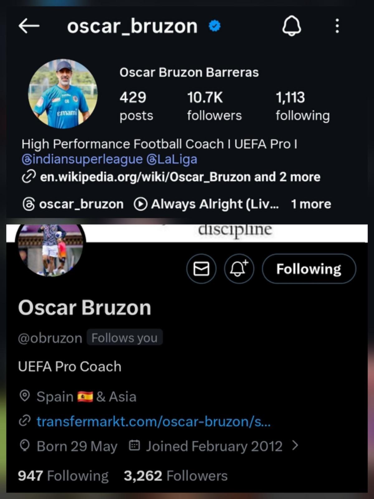 সোশ্যাল মিডিয়া থেকে ইস্টবেঙ্গলকে সরিয়ে দিলেন অস্কার