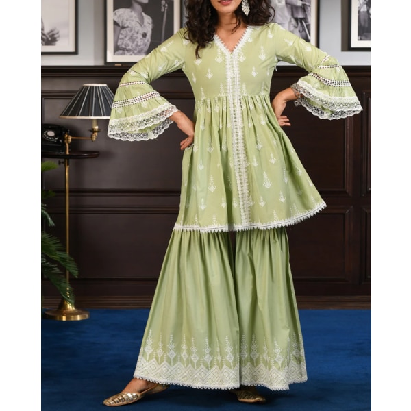 Mulmul Alaia Supima Cotton Kurta with Garara Set, ₹9,400