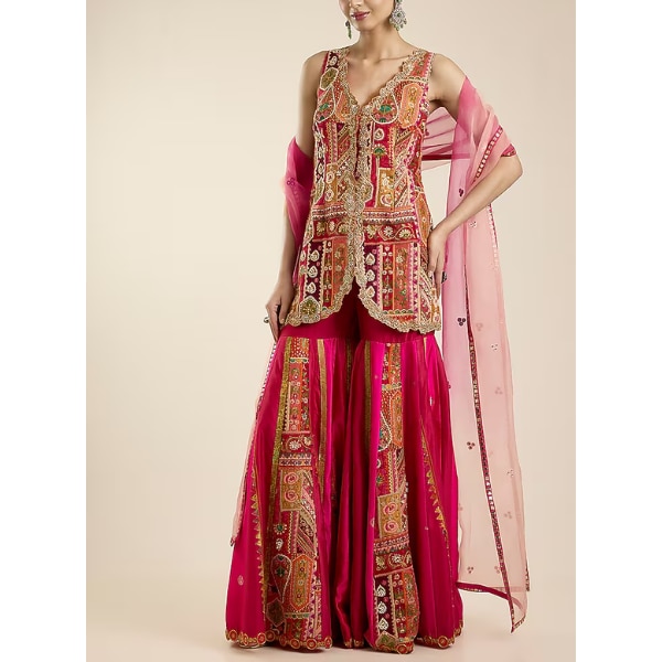 Aum Ashima & Asit Red Silk Floral Printed Sharara Set, ₹1,20,000