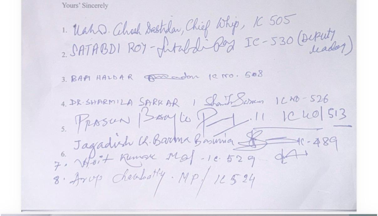 বিদ্রোহীদের সই সম্বলিত চিঠি