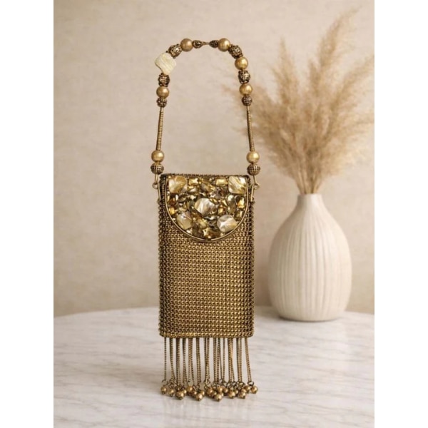 Ishhaara Stunning Mother Of Pearl Brass Mobile Sling Bag, ₹9,900