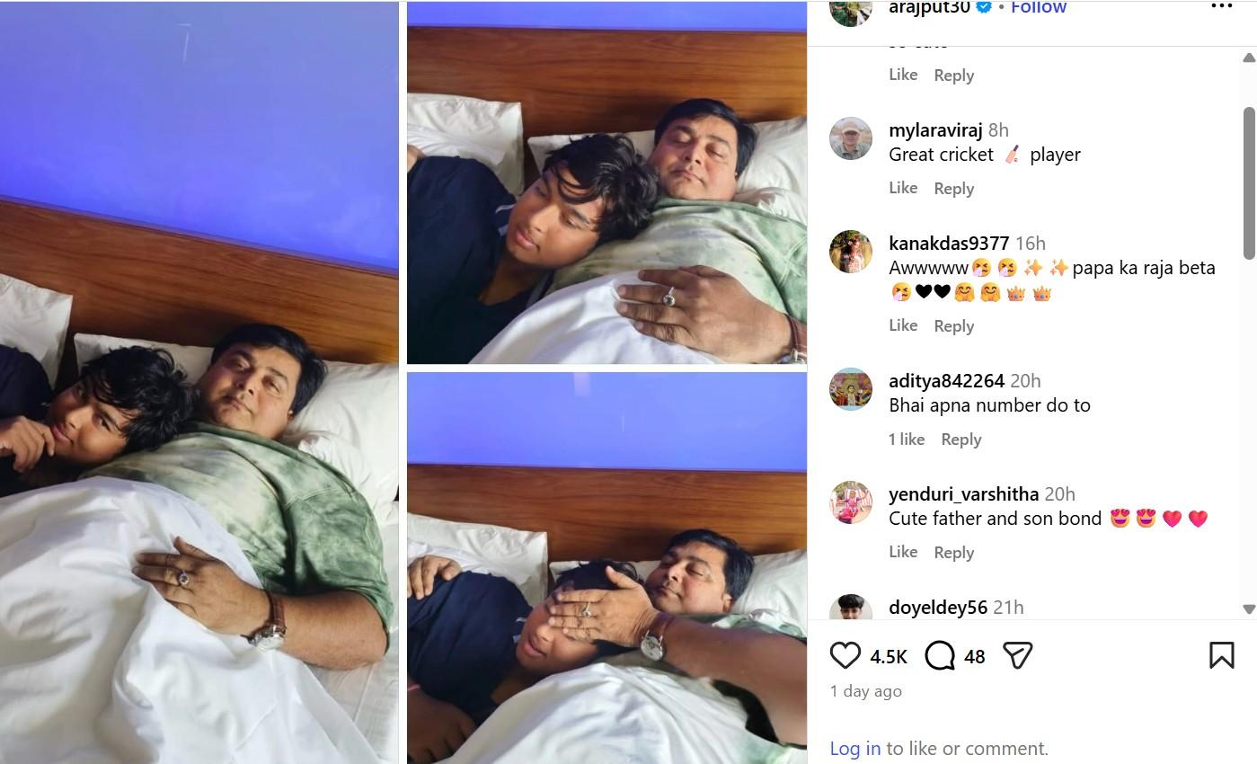 বাবার কোলে মাথা রেখে শান্তির ঘুম বৈভব সূর্যবংশীর