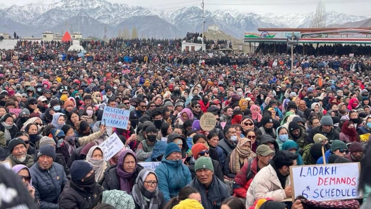लद्दाख में पिछले साल हुआ विरोध प्रदर्शन